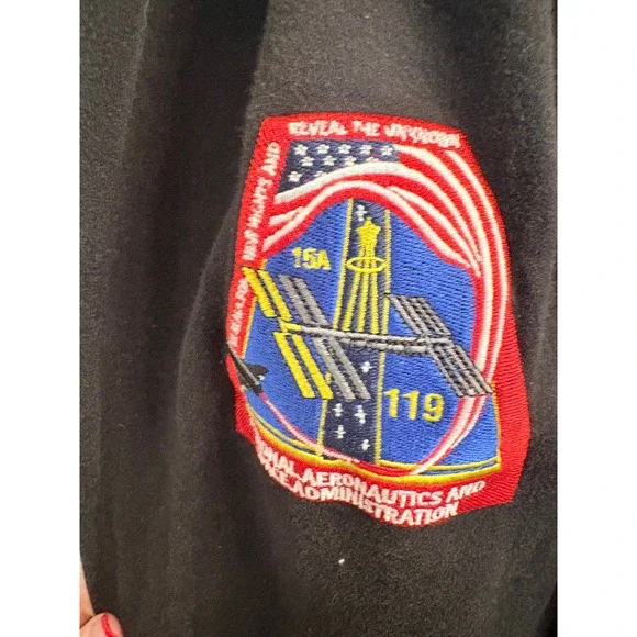 Hudson Outerwear NASA Jogger Sweatpants Mens Medium Black Orange Patches USA - Picture 7 of 11